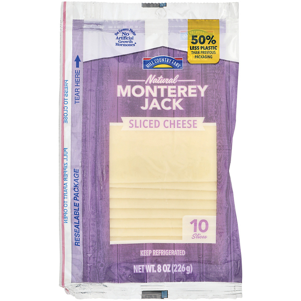 Calories in Hill Country Fare Monterey Jack Cheese, Slices, 10 ct