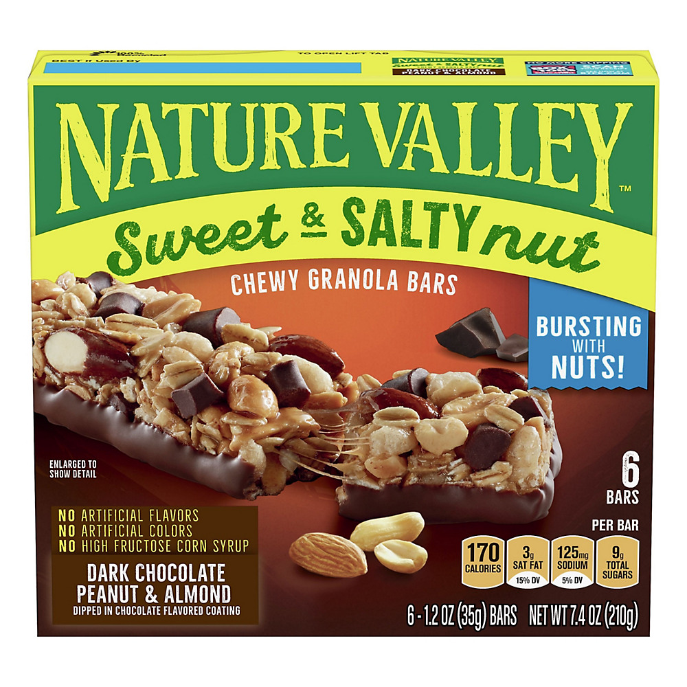 Calories in Nature Valley Dark Chocolate Peanut & Almond Sweet & Salty Nut Granola Bars, 6 ct