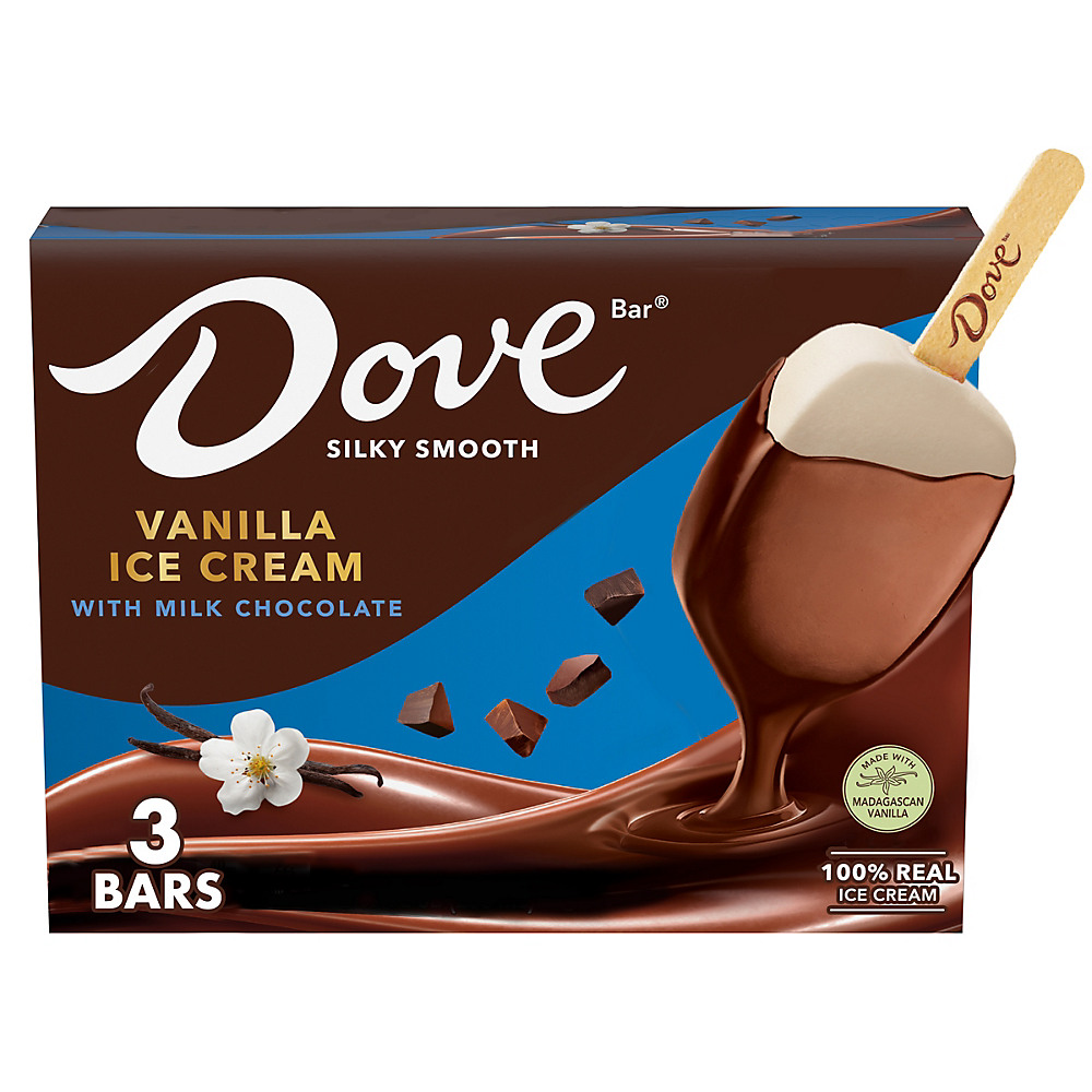 Calories in Dove Vanilla with Milk Chocolate Ice Cream Bars, 3 ct
