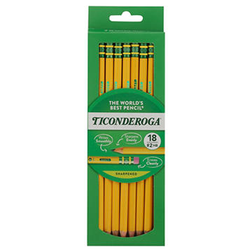 Ticonderoga Pre-Sharpened No.2 Classic Wood Pencils, 18 pk