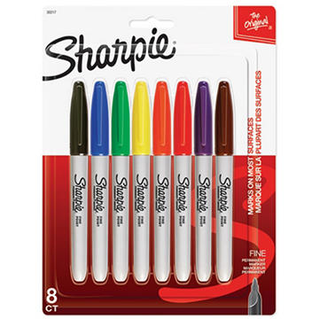 Sharpie Fine Tip Permanent Markers - Assorted Ink, 8 pk