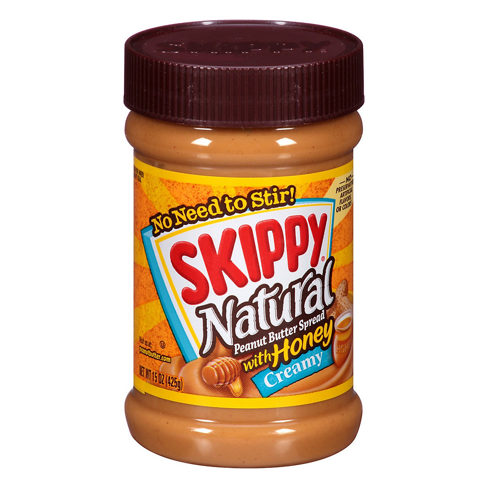 Calories in Skippy Natural Creamy Peanut Butter Spread with Honey, 15 oz