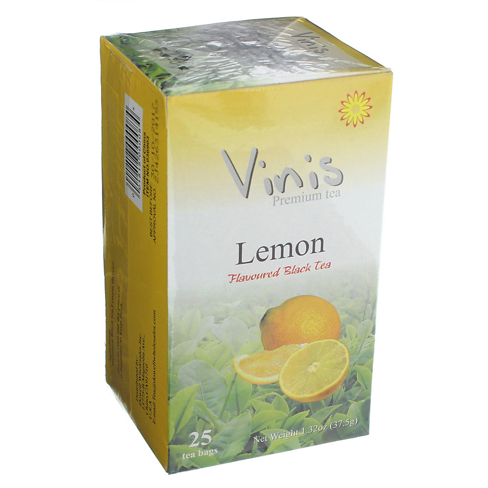 Calories in Vinis Lemon Flavoured Black Tea Bags, 25 ct
