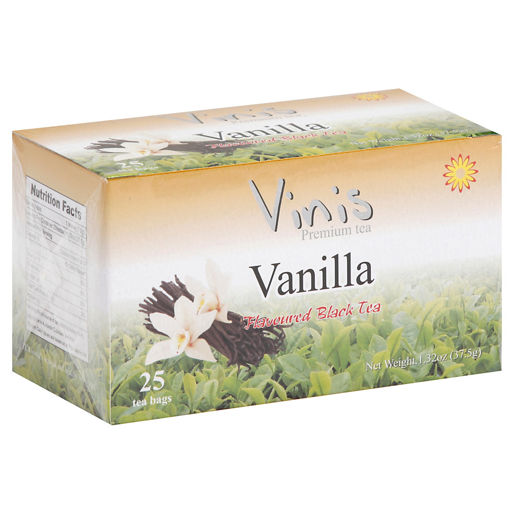 Calories in Vinis Vanilla Flavoured Black Tea Bags, 25 ct