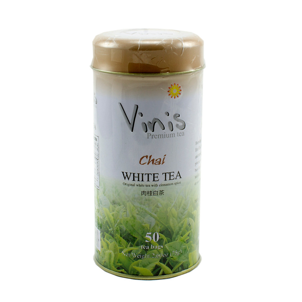 Calories in Vinis Premium Tea Chai White Tea Bags, 50 ct