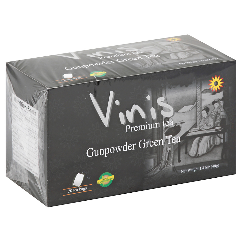 Calories in Vinis Premium Tea Gunpowder Green Tea Bags, 20 ct