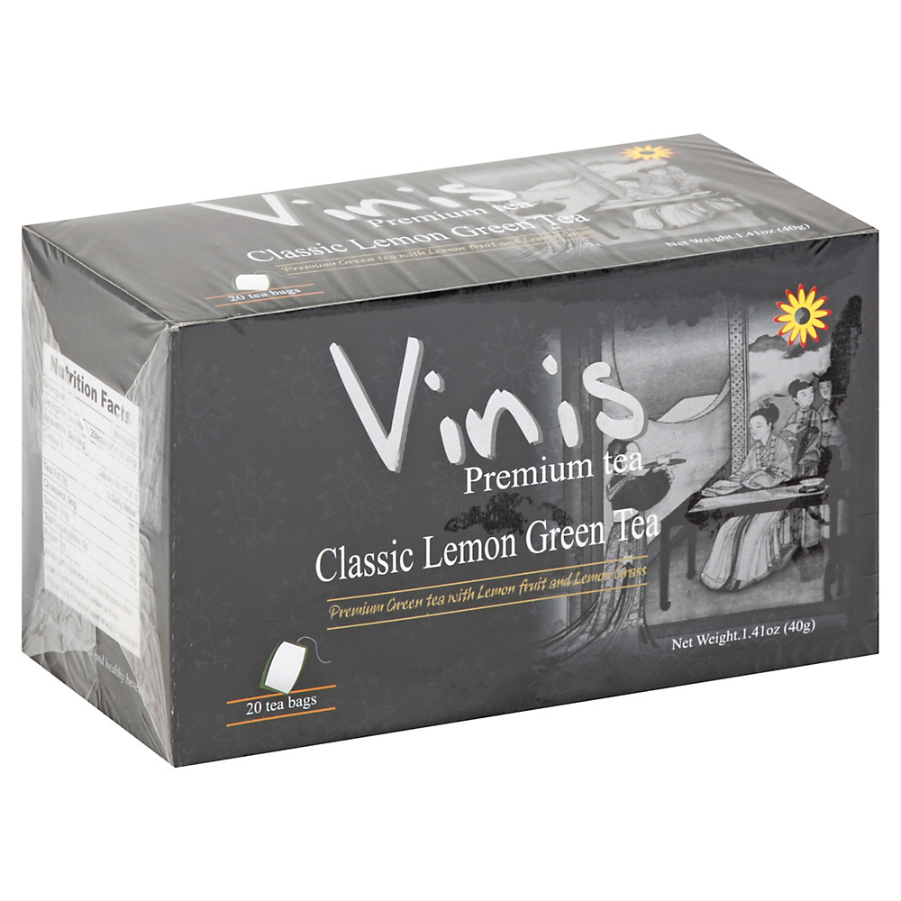 Calories in Vinis Classic Lemon Green Tea Bags, 20 ct
