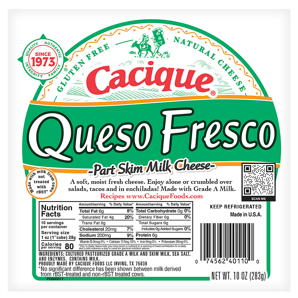 Calories in Cacique Queso Fresco Cheese, 10 oz