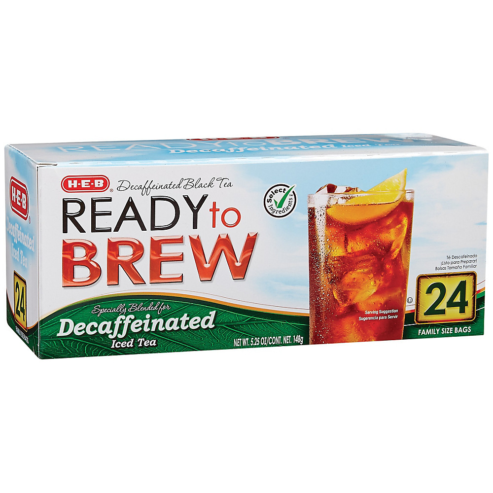 Calories in H-E-B Select Ingredients Decaffeinated Ready to Brew Family Size Iced Tea Bags, 24 ct