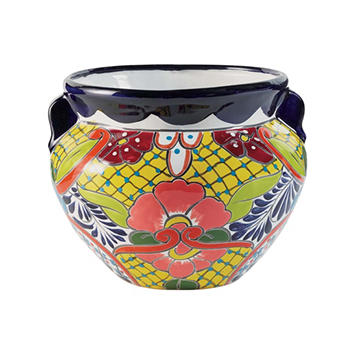 Blue Orange Pottery Talavera Clay Planter, Small