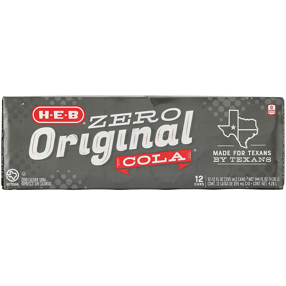 Calories in H-E-B Original Zero Calorie Cola 12 oz Cans, 12 pk
