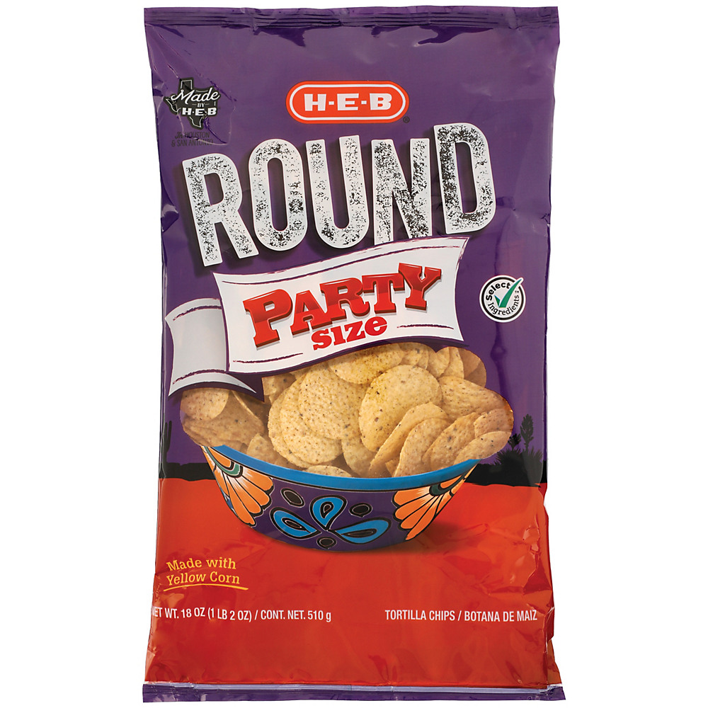 Calories in H-E-B Round Corn Tortilla Chips Party Size, 20 oz