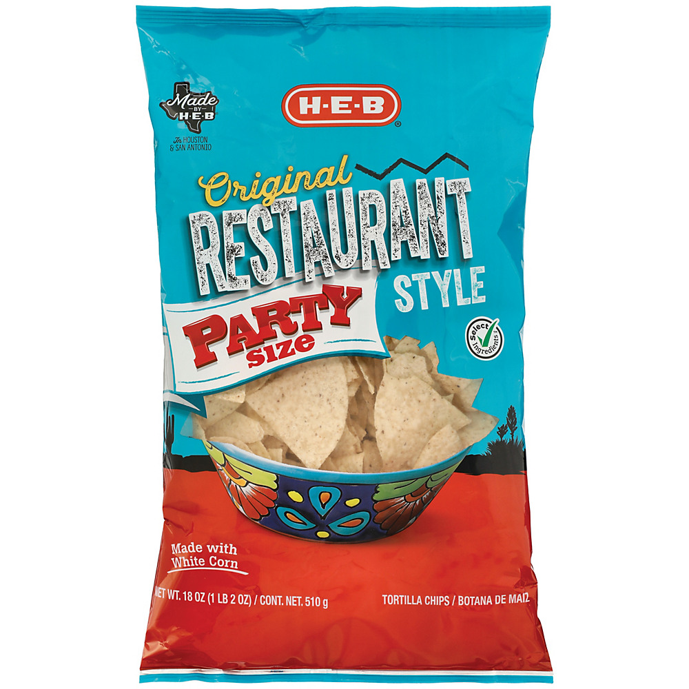 Calories in H-E-B Restaurant Style Corn Tortilla Chips Party Size, 20 oz