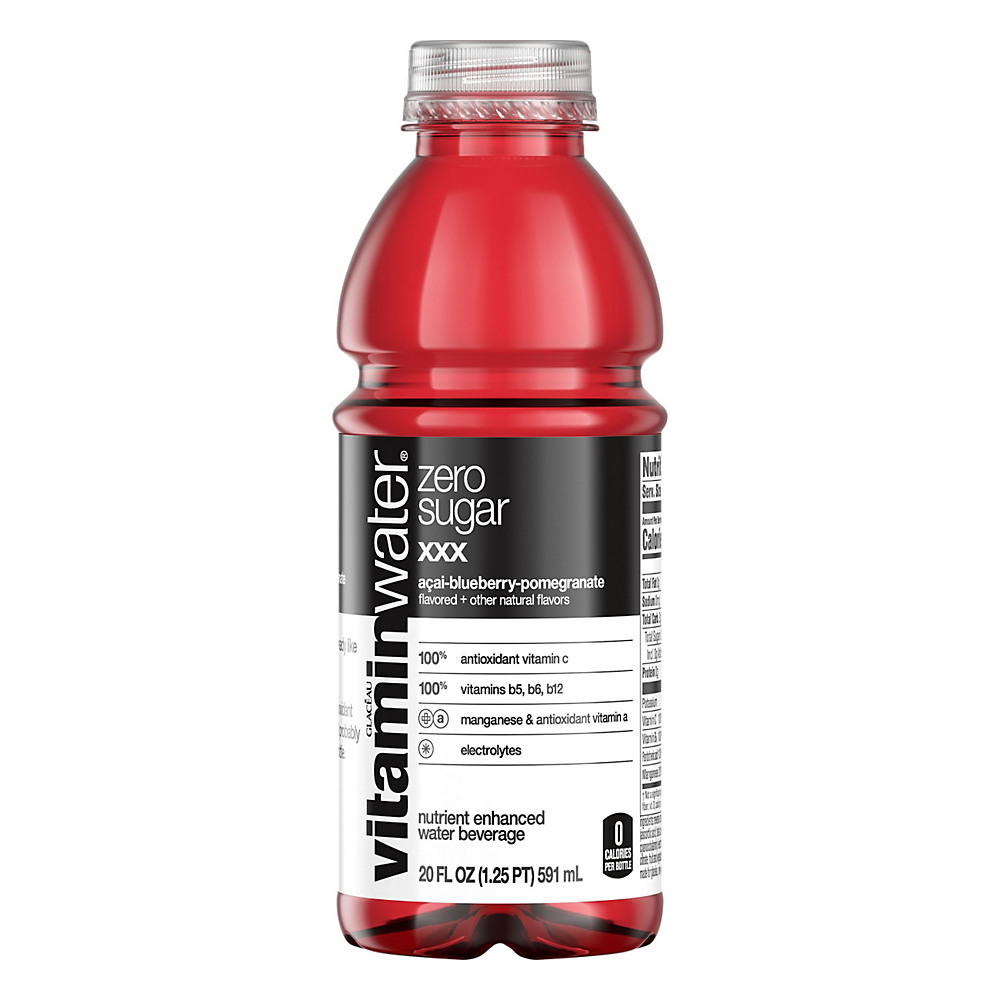 Calories in Glaceau Vitaminwater Zero XXX Acai-Blueberry-Pomegranate Water Beverage, 20 oz