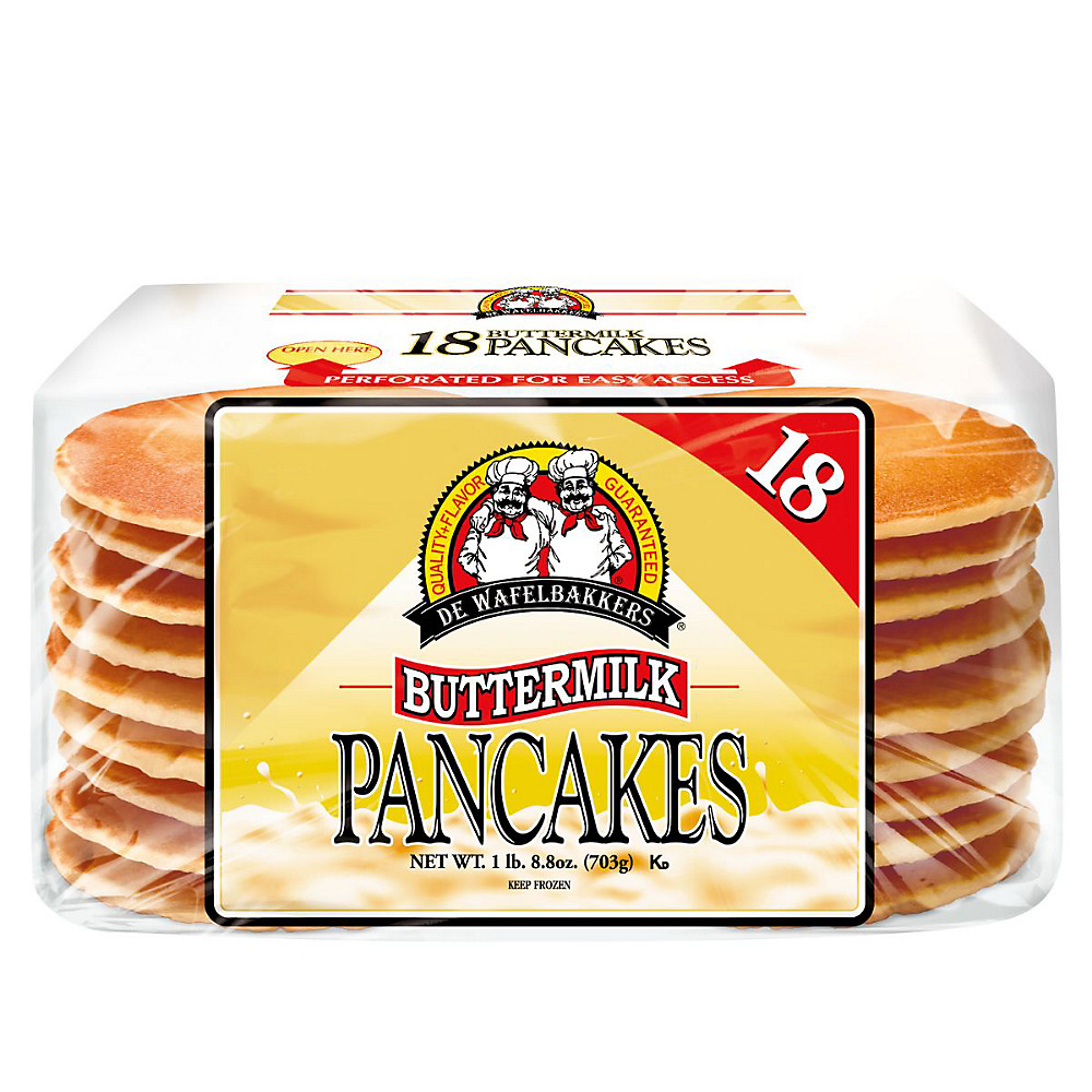 Calories in De Wafelbakkers Fluffy Buttermilk Pancakes, 18 ct