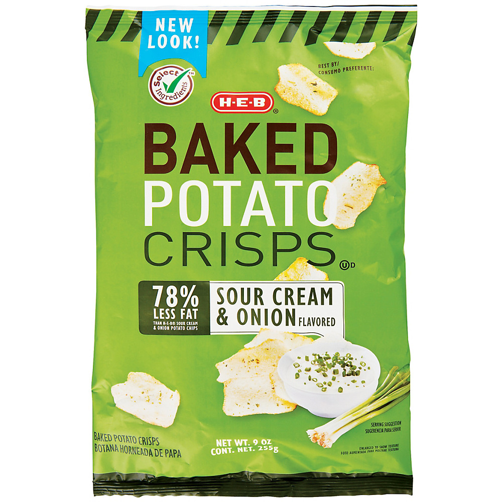Calories in H-E-B Baked Sour Cream & Onion Potato Crisps, 9 oz