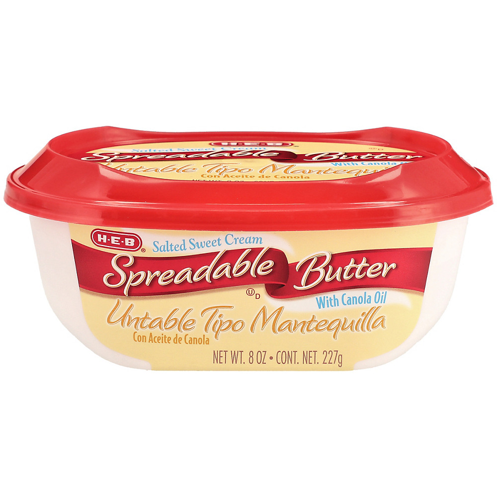 Calories in H-E-B Spreadable Salted Sweet Cream Butter with Canola Oil, 8 oz