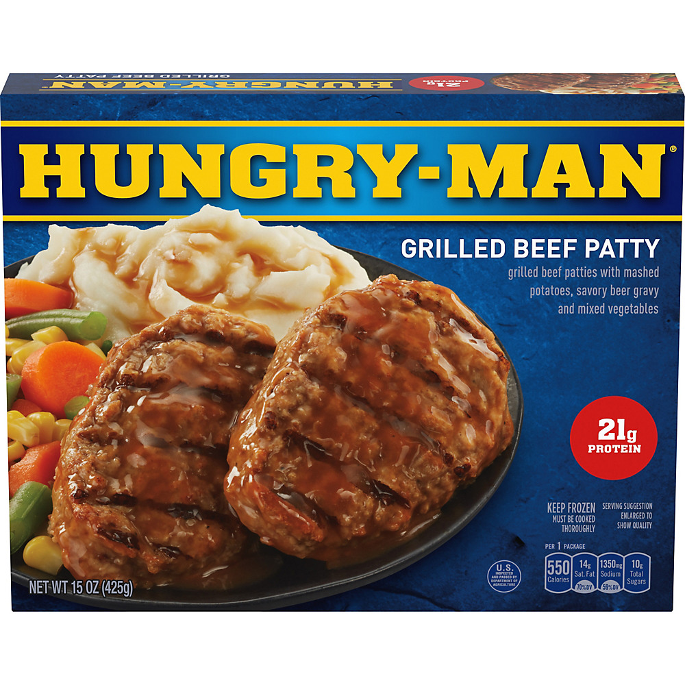 Calories in Hungry Man Grilled Beef Patty, 15 oz