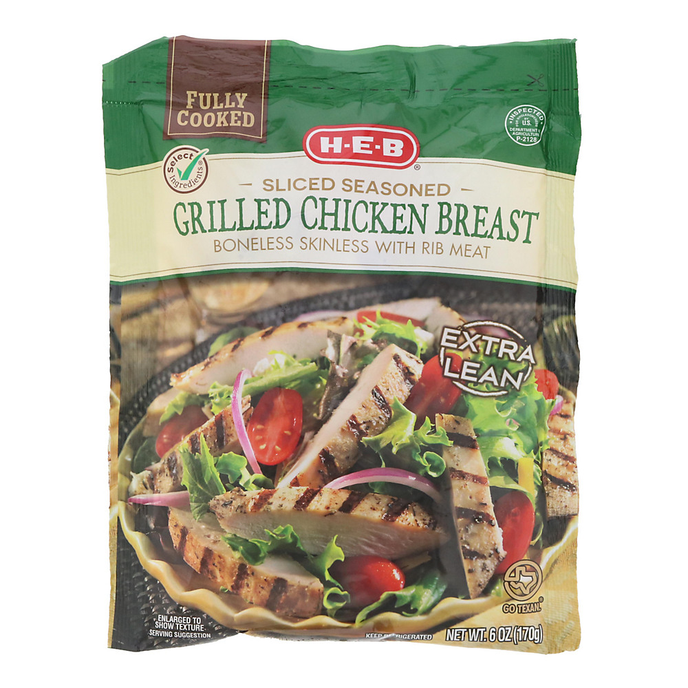 Calories in H-E-B Select Ingredients Fully Cooked Sliced Grilled Chicken Breasts, 6 oz