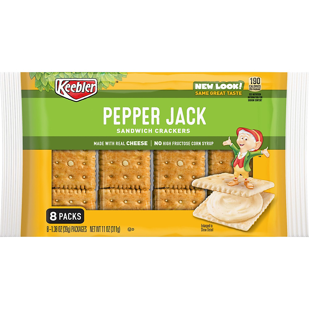 Calories in Keebler Sandwich Crackers Pepper Jack, 8 ct, 11 oz
