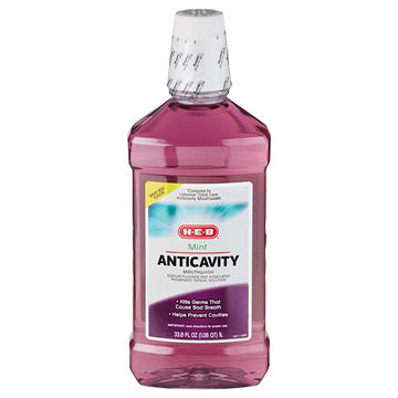 H-E-B Anticavity Mouthwash - Mint, 33.8 oz