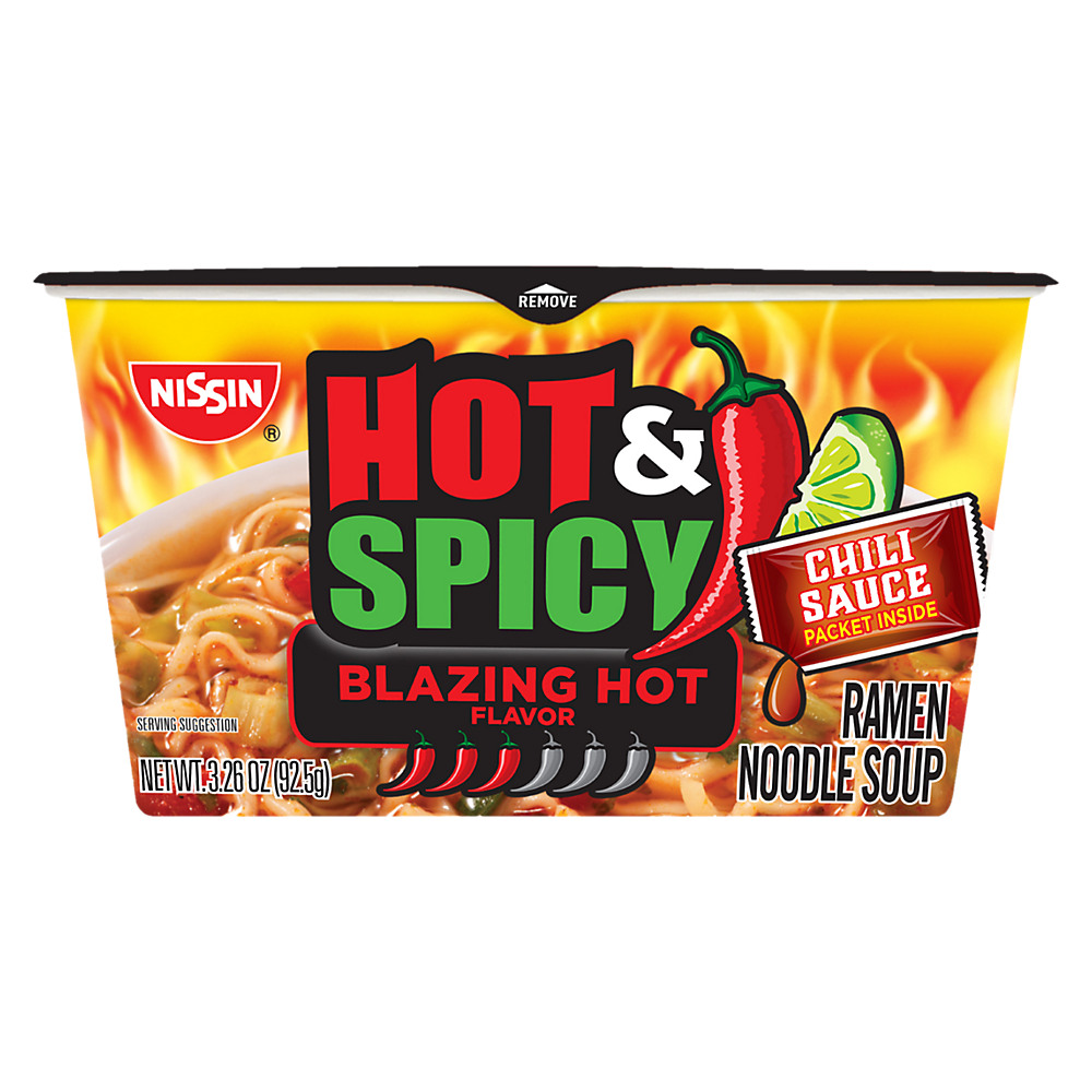 Calories in Nissin Bowl Noodles Hot and Spicy Super Picante Ramen Noodle Soup, 3.26 oz