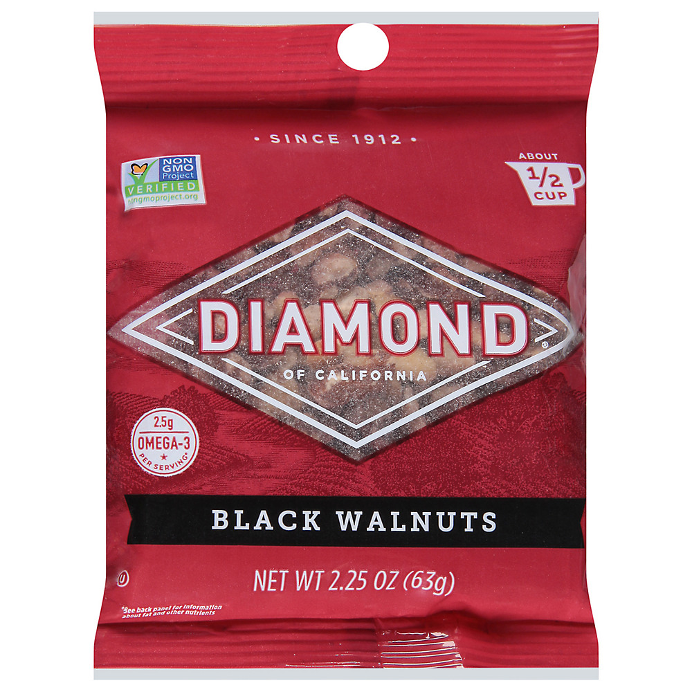 Calories in Diamond of California Shelled Black Walnuts, 2.25 oz