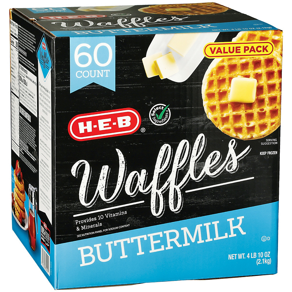 Calories in H-E-B Select Ingredients Buttermilk Waffles Value Pack, 60 ct