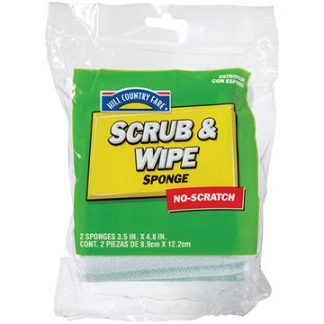 Hill Country Fare No Scratch Scrub & Wipe Sponge, 2 pk