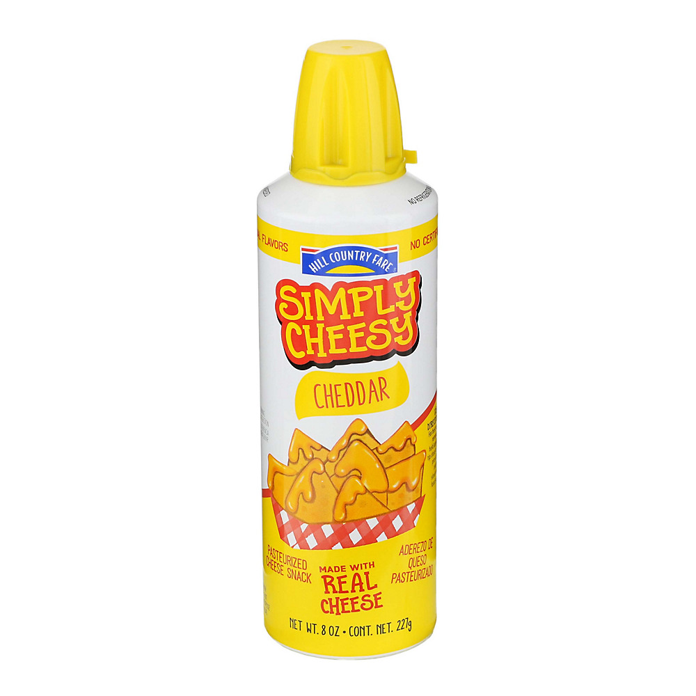 Calories in Hill Country Fare Simple Cheesy Cheddar Spray, 8 oz