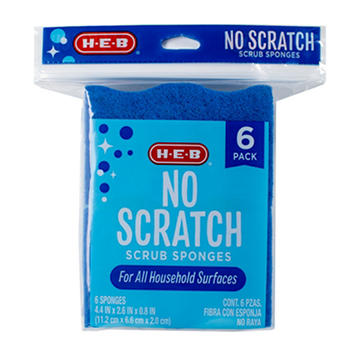 H-E-B No Scratch Scrubber Sponge, 6 pk