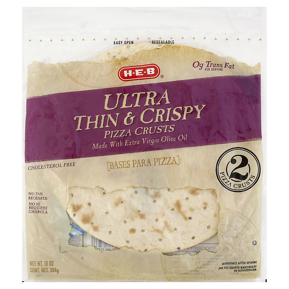Calories in H-E-B Ultra Thin and Crispy 12 Inch Pizza Crusts, 2 pk