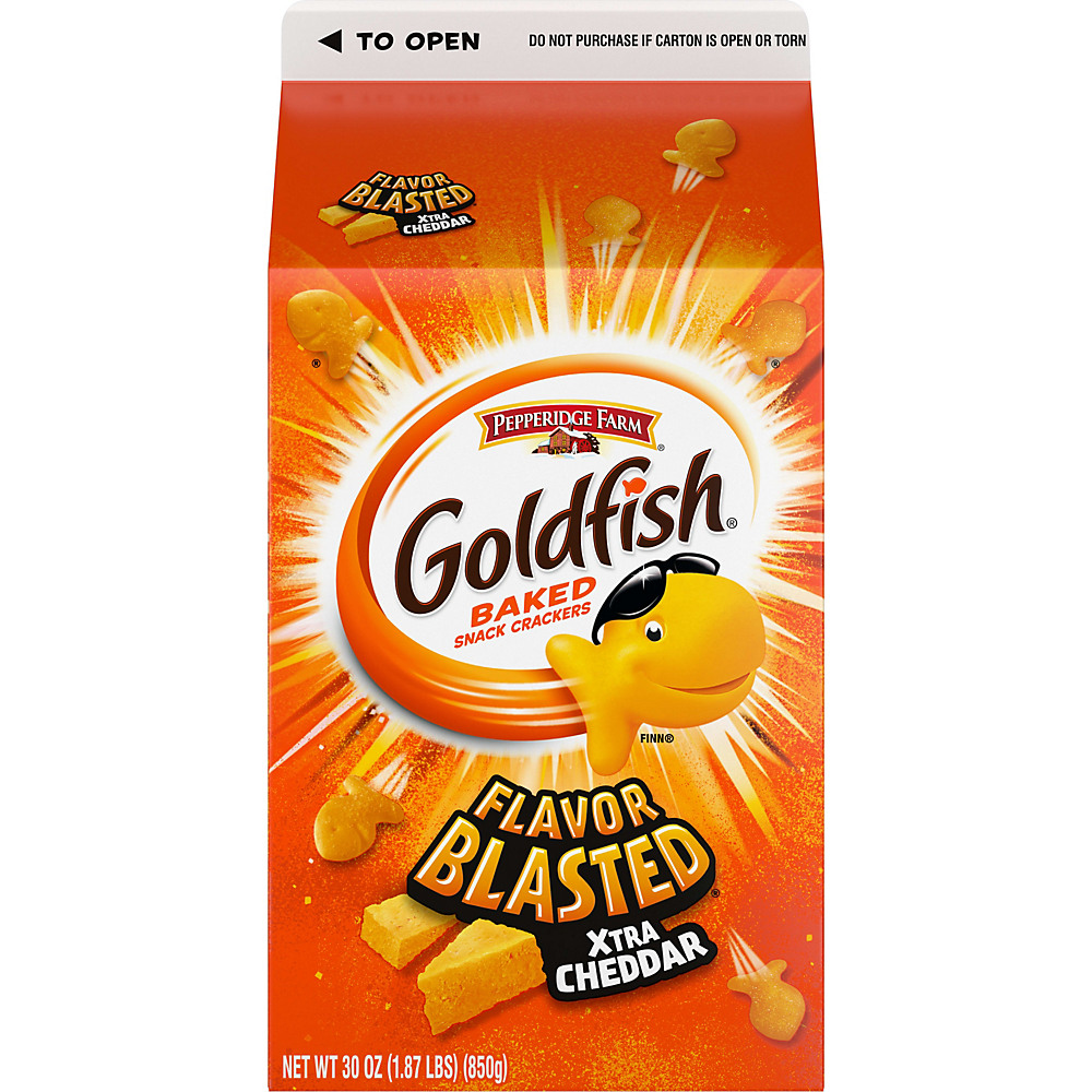 Calories in Pepperidge Farm Flavor Blasted Xtra Cheddar Goldfish Baked Snack Crackers, 30 oz