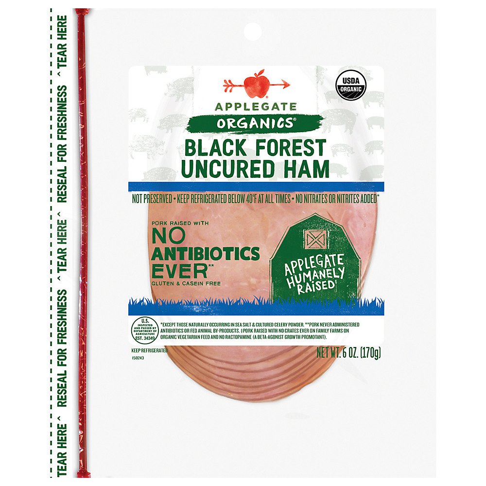 Calories in Applegate Organics Uncured Black Forest Ham Sliced , 6 oz