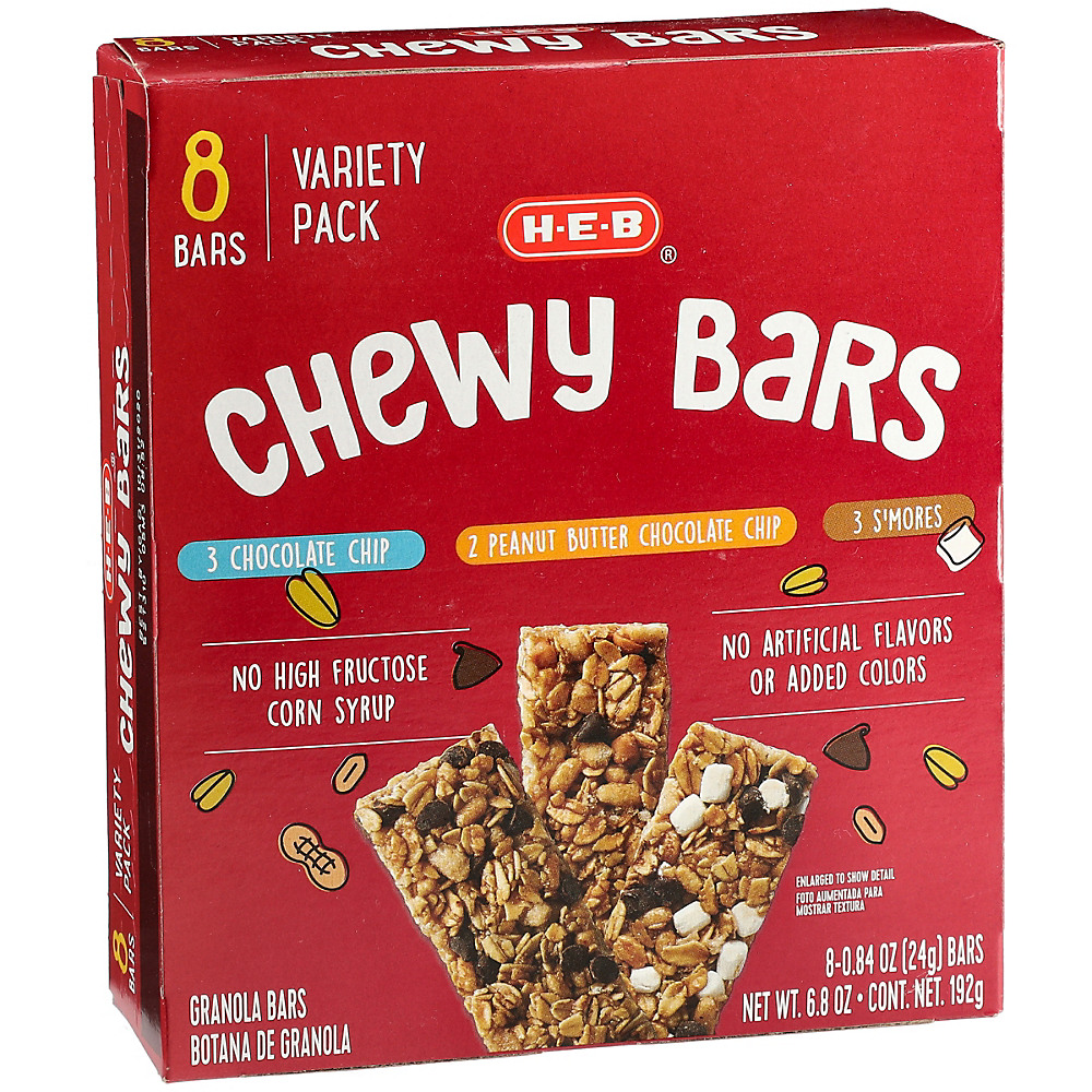 Calories in H-E-B Chewy Granola Bars Variety Pack, 8 ct