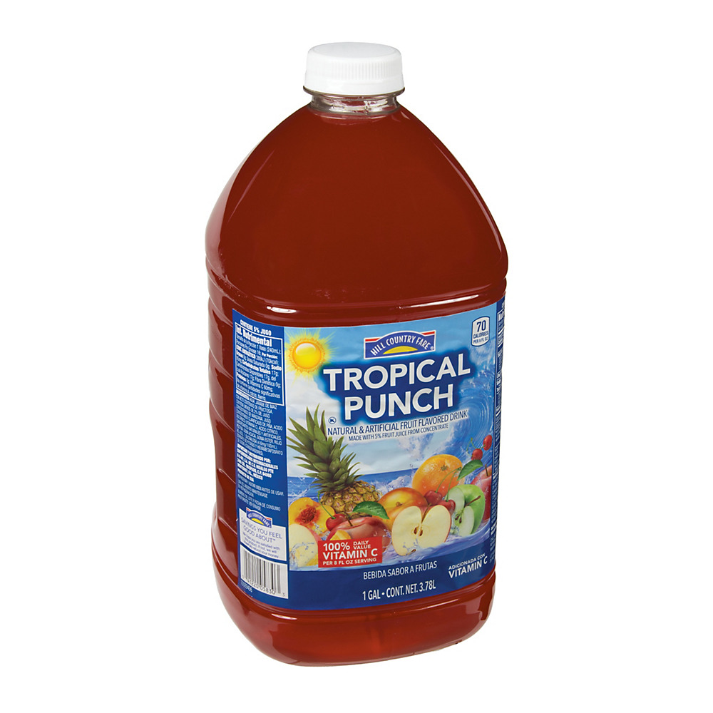 Calories in Hill Country Fare Tropical Punch Fruity Red Drink, 1 gal