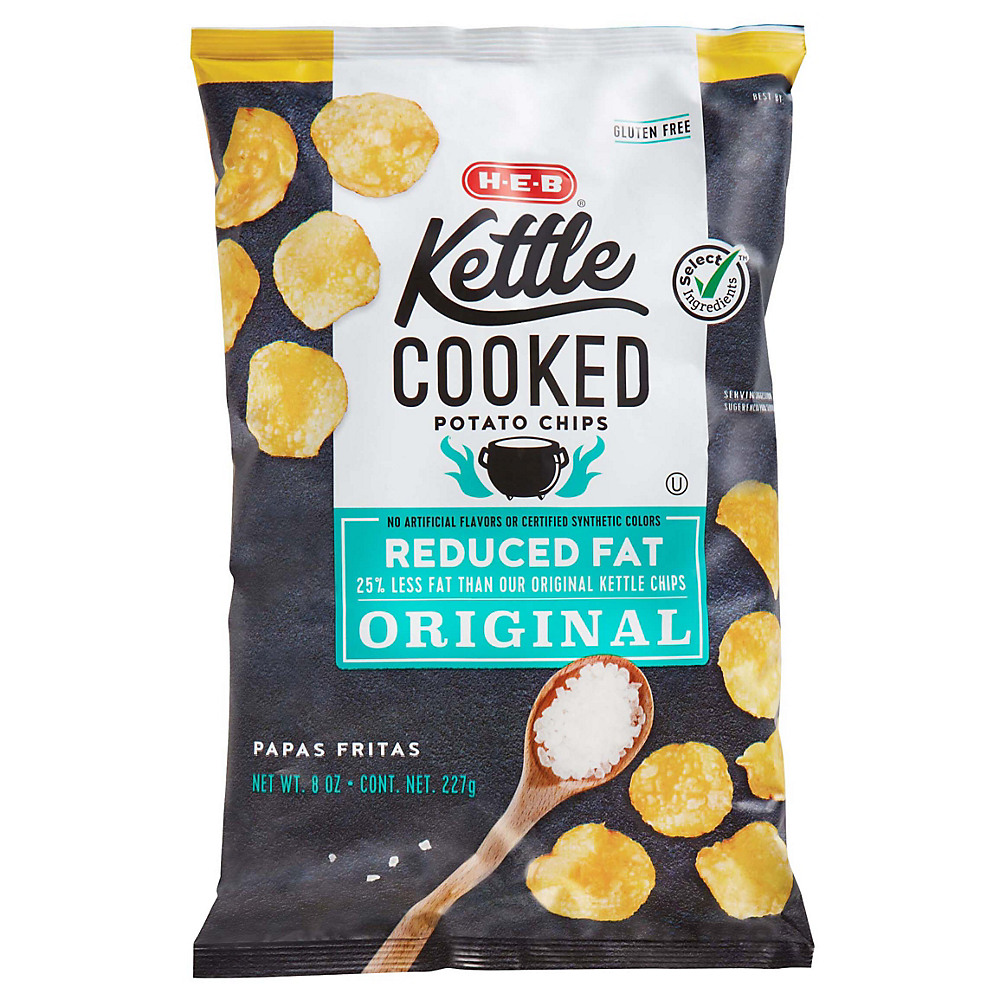 Calories in H-E-B Kettle Cooked Reduced Fat Original Potato Chips, 8 oz