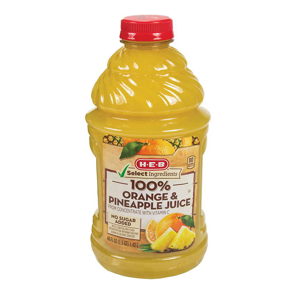 Calories in H-E-B Select Ingredients 100% Orange Pineapple Juice, 48 oz