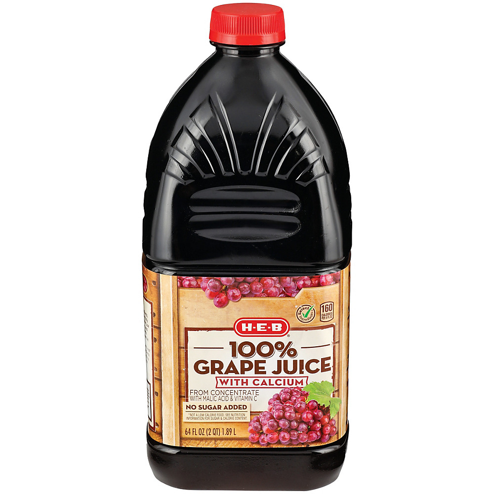 Calories in H-E-B Select ingredients 100% Grape Juice with Calcium, 64 oz