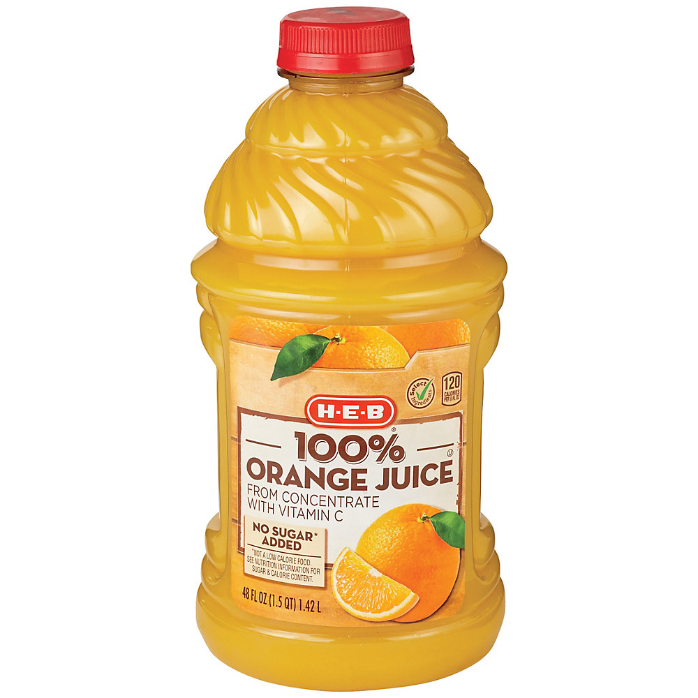 Calories in H-E-B Select Ingredients 100% Orange Juice, 48 oz