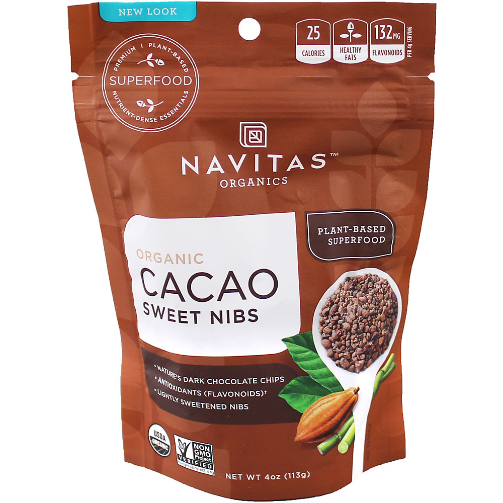 Calories in Navitas Organics Cacao Sweet Nibs, 4 oz