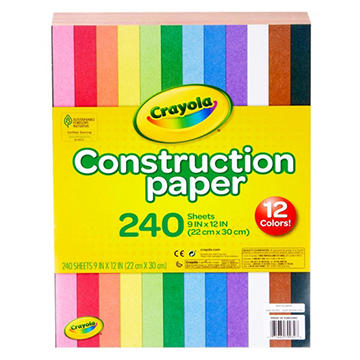 Crayola Construction Paper - 10 Colors, 240 ct, 9" x 12"
