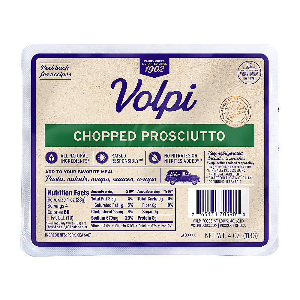 Calories in Volpi Chef-Style Chopped Prosciutto, 4 oz