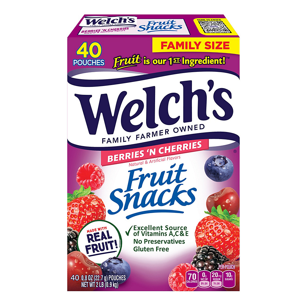 Calories in Welch's Berries 'N Cherries Fruit Snacks, 40 ct
