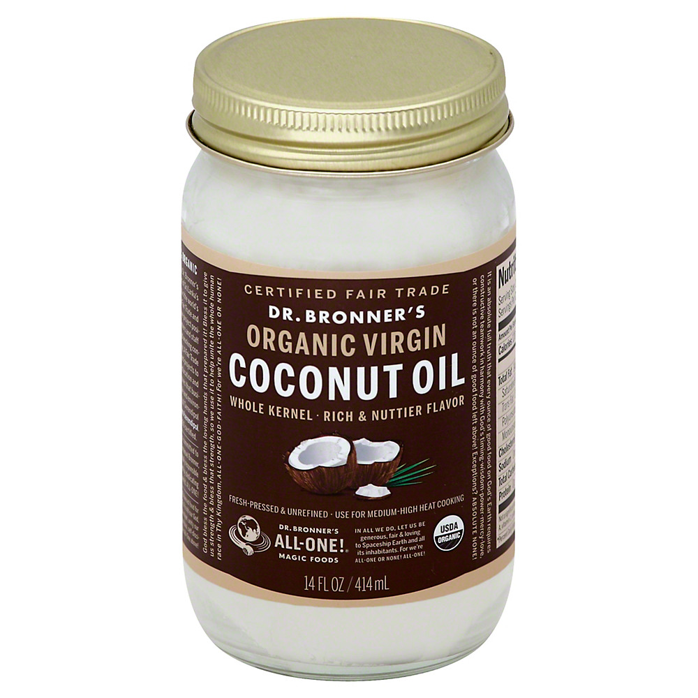 Calories in Dr. Bronner's Whole Kernel Organic Virgin Coconut Oil, 14 oz