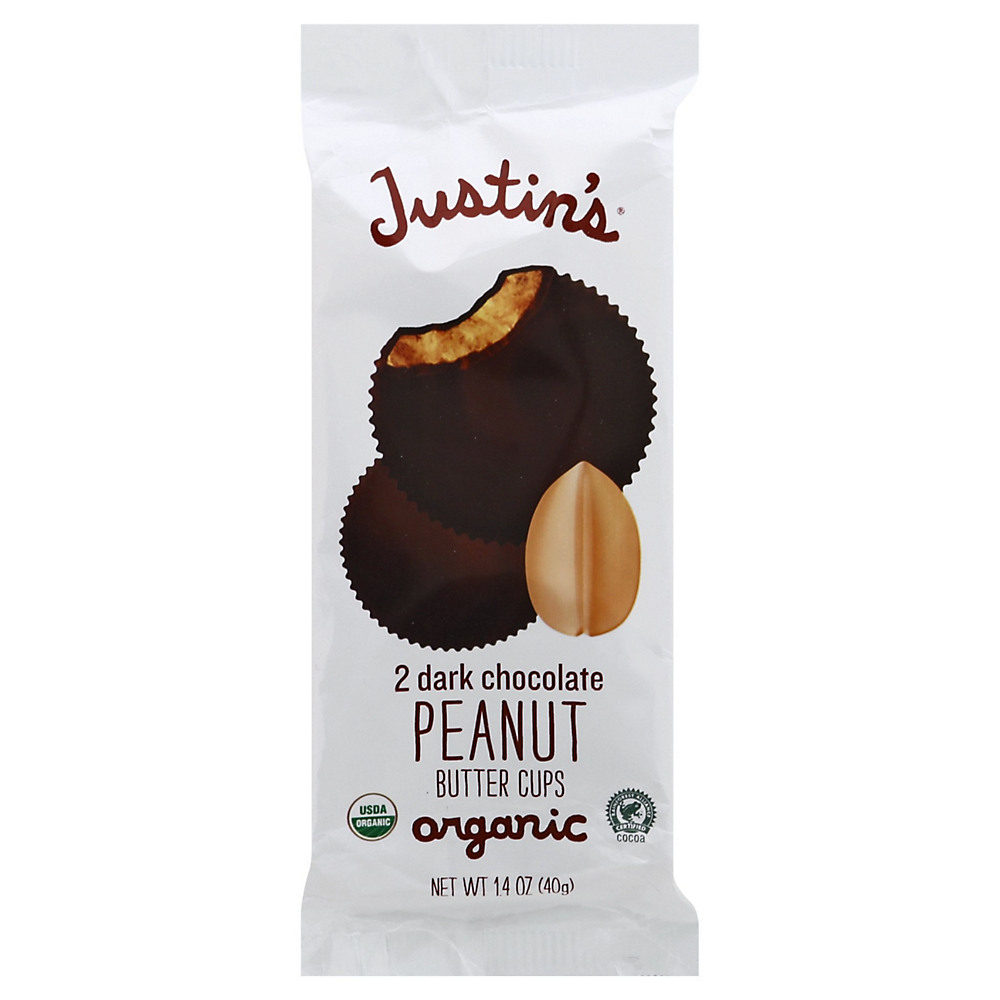 Calories in Justin's Organic Dark Chocolate Peanut Butter Cups, 2 ct