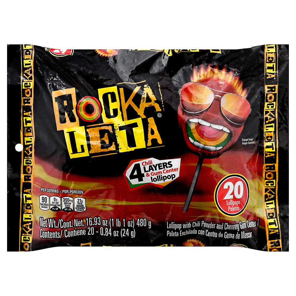 Calories in Sonric's Rockaleta Mango Flavored Gum Center Lollipop Bag, 20 ct