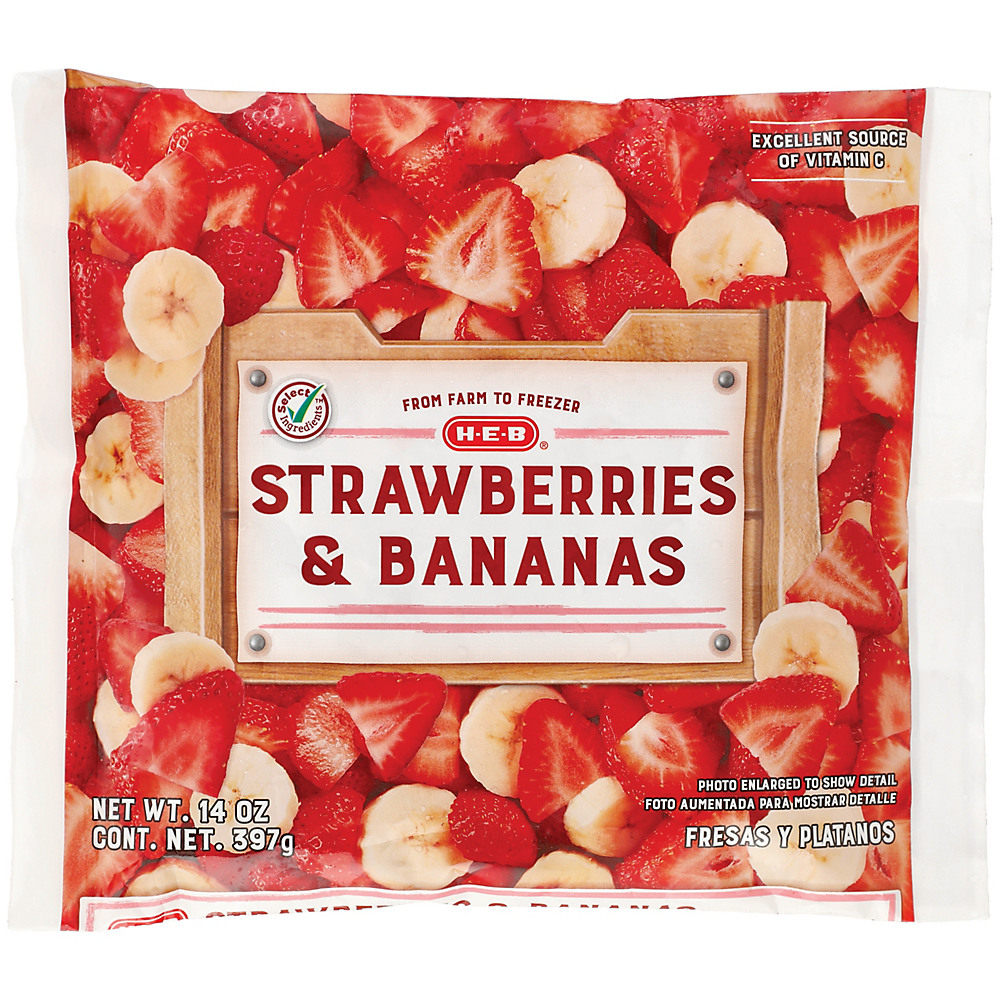 Calories in H-E-B No Sugar Added Strawberries & Bananas, 14 oz