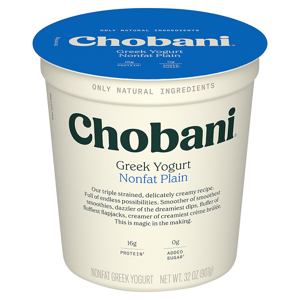 Calories in Chobani Non-Fat Plain Greek Yogurt, 32 oz
