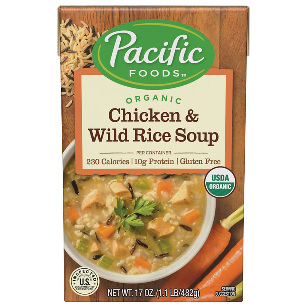 Calories in Pacific Foods Organic Chicken and Wild Rice Soup, 17.6 oz